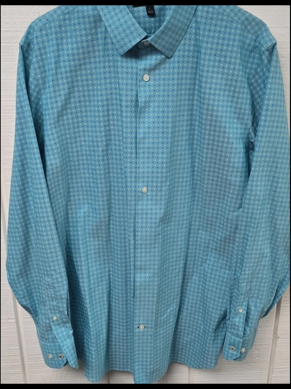 LOT OF 2 Banana Republic Men's Large Dress Shirts Blue Plaid & Microdot BUNDLE